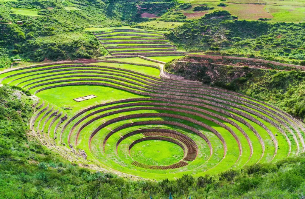 Una foto de un grupo de personas caminando por el Camino Inca hacia Machu Picchu, con guías locales.