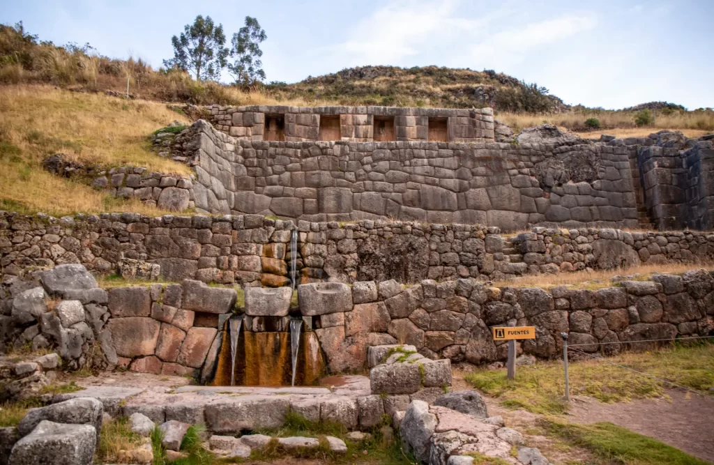 Tren hacia Machu Picchu rodeado de montañas y vegetación exuberante.