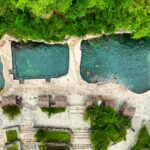 Piscinas de los baños termales de Cocalmayo vistas desde arriba