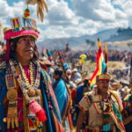 El Inca y su séquito en la festividad del Inti Raymi, con trajes tradicionales y gran participación. - Cusco tu destino Travel