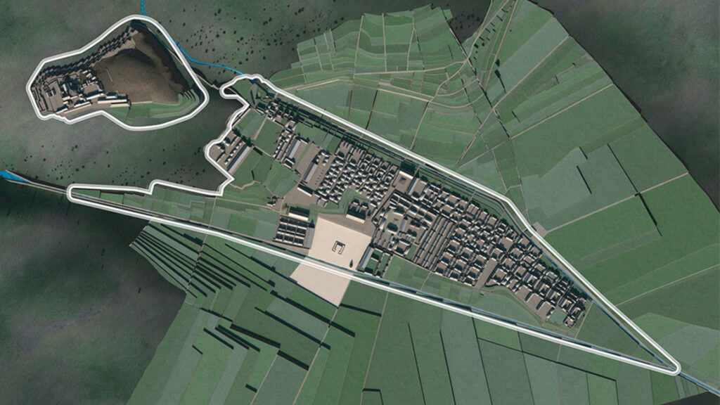 Representación digital del trazado urbano del Cusco inca reconstruido en tiempos de Pachacútec