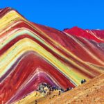 Grupo de viajeros explorando Vinicunca y observando la Geología de Vinicunca con sus colores naturales - Cusco tu Destino Travel