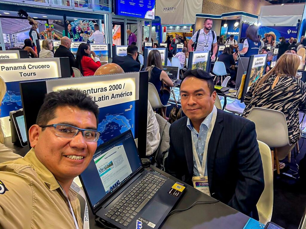 Deivis Pumalloclla visitando la feria de turismo ANATO 2025 en Bogotá